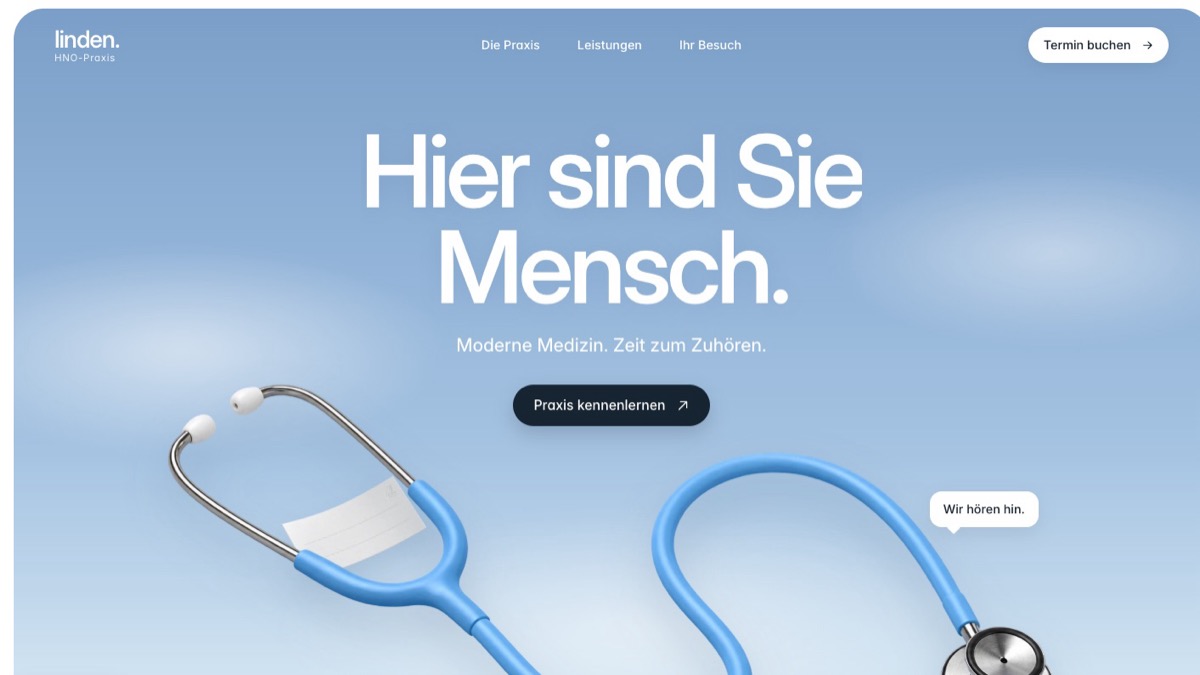 linden. HNO, Stethoskop-Szene im neuen Design, fiktive Praxis