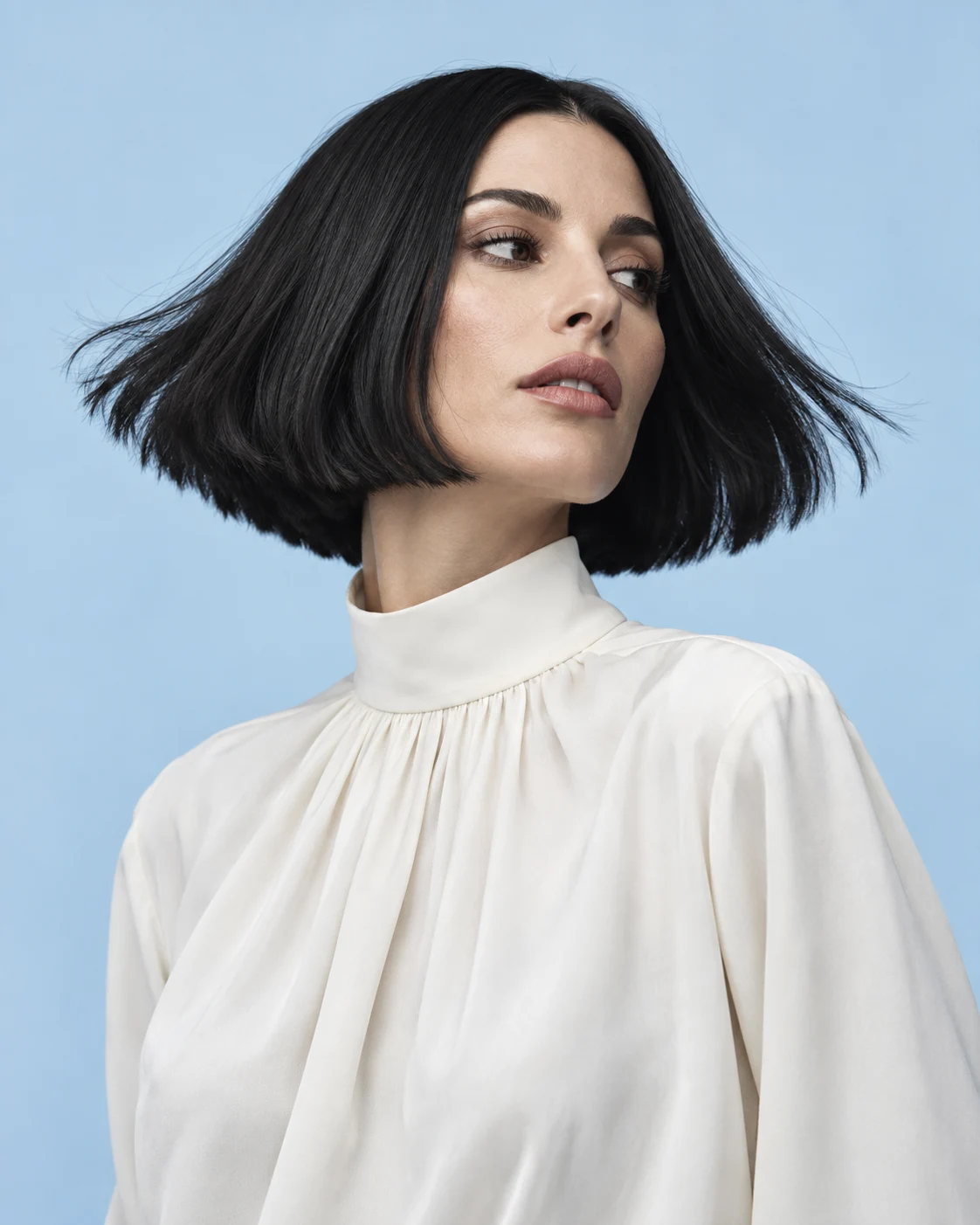 FORME Editorial, grafischer Bob vor hellblauem Hintergrund, KI-generiert